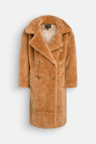 GUESS Teddyfell-Mantel braun