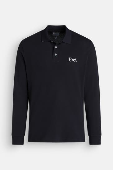 EMPORIO ARMANI Langarm-Polo schwarzblau