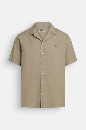 SUPERDRY Kurzarmhemd hellbraun Regular Fit
