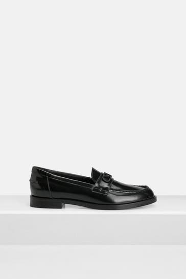 EMPORIO ARMANI Leder-Slipper schwarz