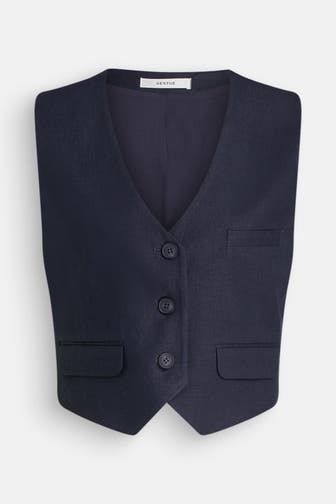 GESTUZ Leinenmix-Weste nachtblau