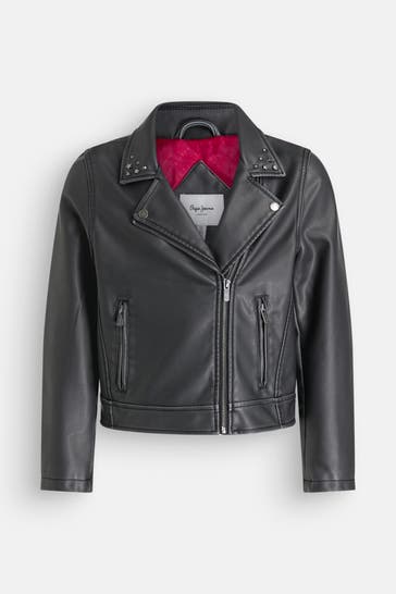 PEPE JEANS Kunstlederjacke 'Victory' anthrazit