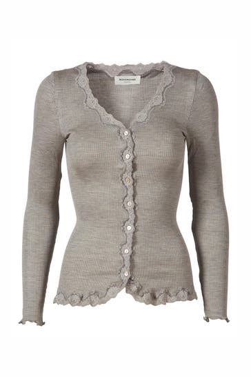 ROSEMUNDE Seidenmix-Strickjacke 'Babette' hellgrau