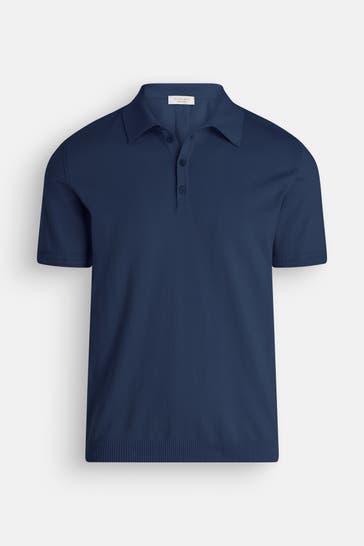 WOOL & CO Strick-Polo dunkelblau