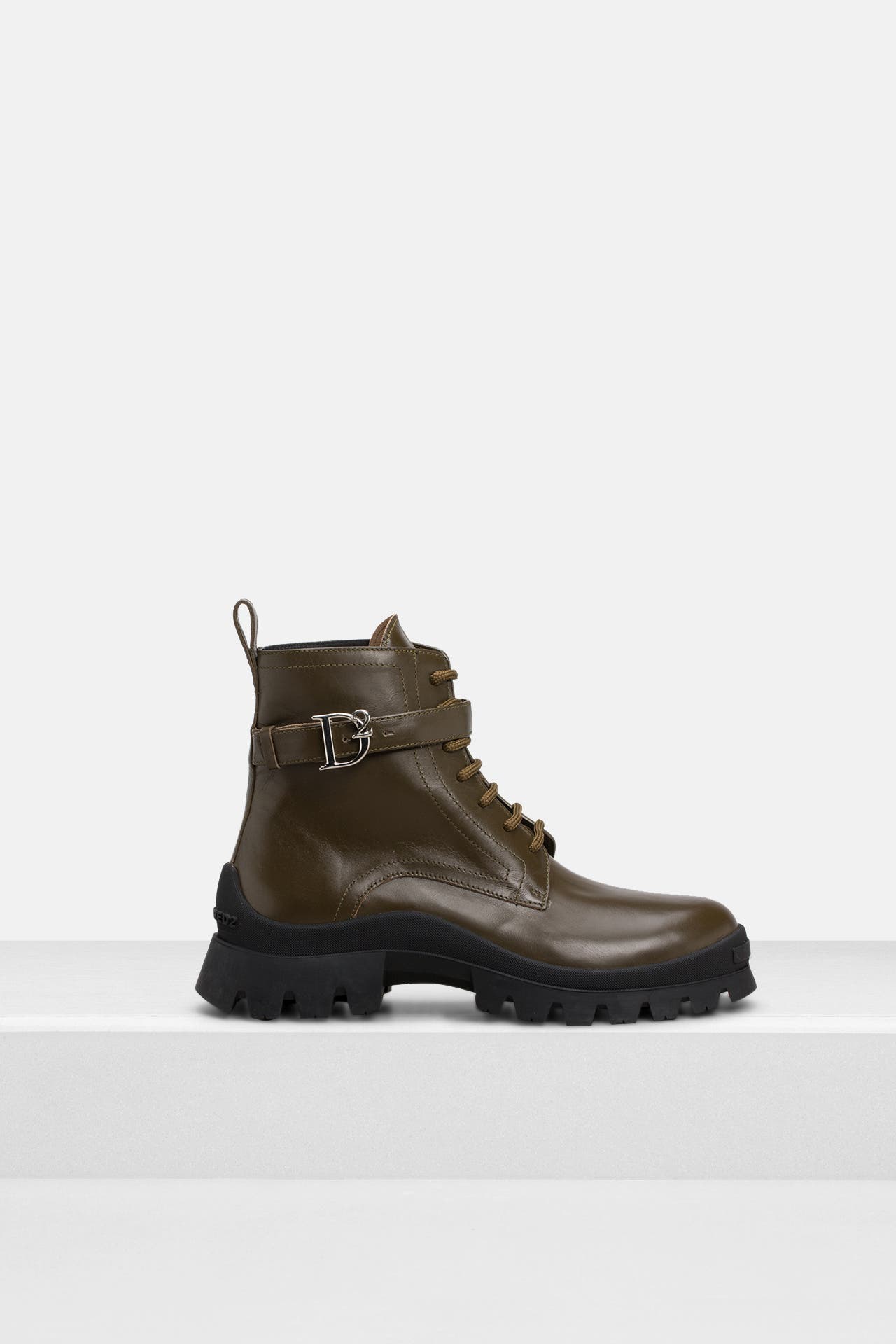 DSQUARED2 Leder-Schnürstiefeletten khaki, Bild 1