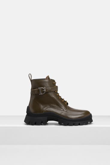 DSQUARED2 - Leder-Schnürstiefeletten khaki
