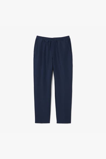 LACOSTE Leinen-Stoffhose dunkelblau