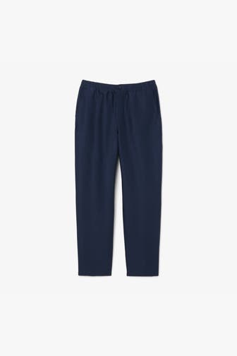 LACOSTE Leinen-Stoffhose dunkelblau