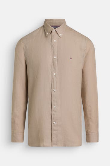 TOMMY HILFIGER - Casual-Hemd 'Solid' beige