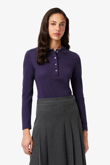 LACOSTE Langarm-Polo dunkellila