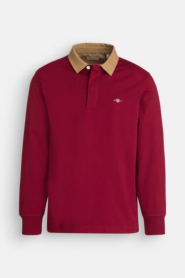 GANT Langarm-Polo dunkelrot