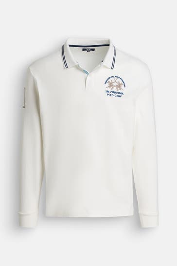 LA MARTINA Langarm-Polo weiß