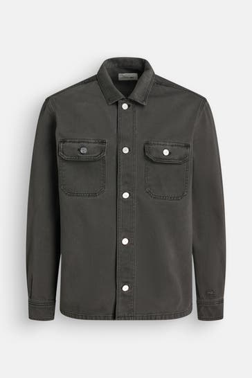 LACOSTE Jeanshemd dunkelgrau Regular Fit