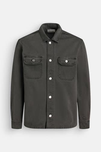 LACOSTE Jeanshemd dunkelgrau Regular Fit