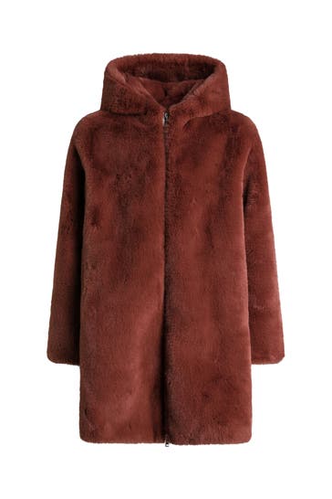 BOMBOOGIE Kunstfell-Mantel rostrot