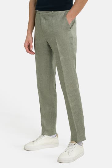BOSS Leinenmix-Stoffhose graugrün