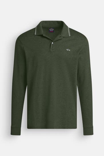 PAUL & SHARK Langarm-Polo tannengrün