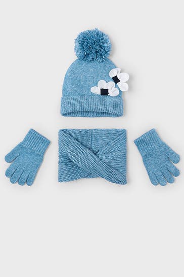 MAYORAL Set: Mütze und Schal und Handschuhe blau