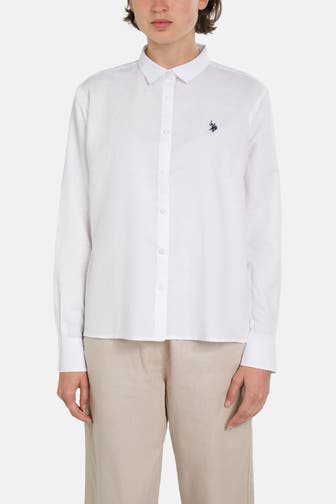 U.S. POLO ASSN. Leinenmix-Bluse weiß