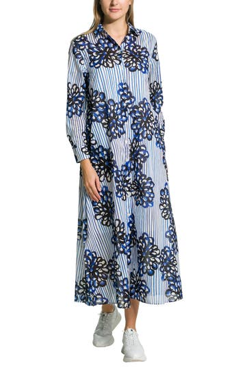 MARC O'POLO Blusenkleid gemustert blau