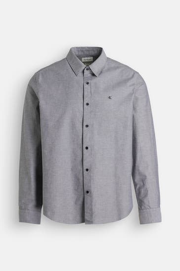 CALVIN KLEIN Casual-Hemd 'Solid Oxford' grau