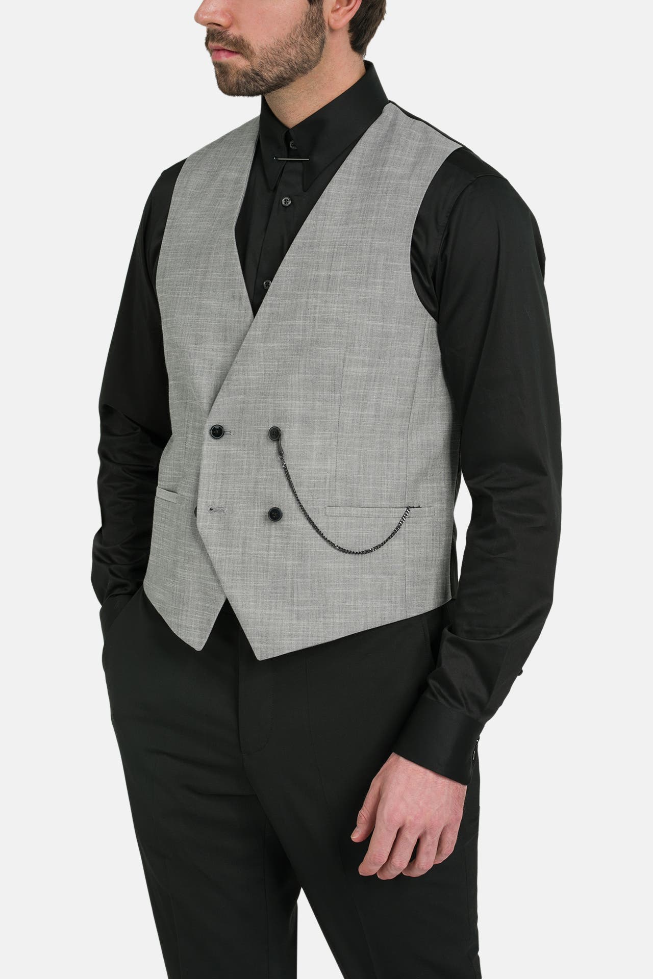 HUGO Wollmix-Weste grau meliert, Bild 1
