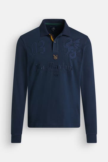 LA MARTINA Langarm-Polo navy