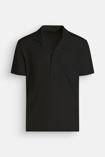 PHIL PETTER Leinen-Poloshirt schwarz
