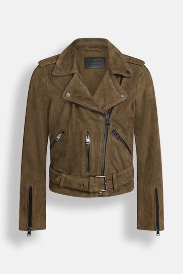 ALLSAINTS Lederjacke oliv