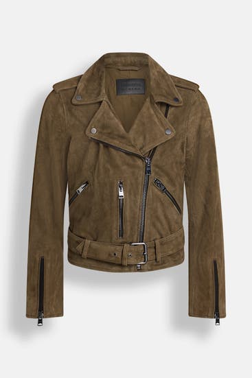ALLSAINTS - Lederjacke oliv