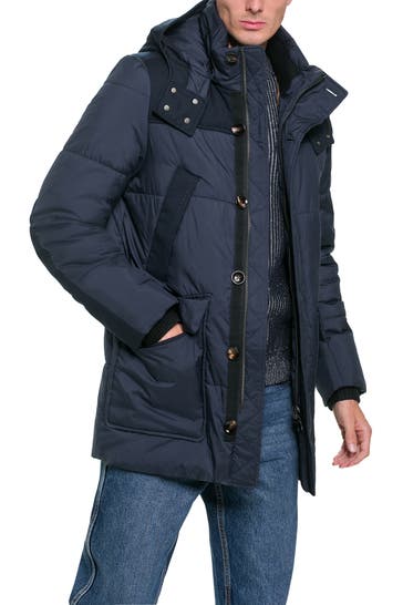 HANDSTICH Kurzmantel dunkelblau