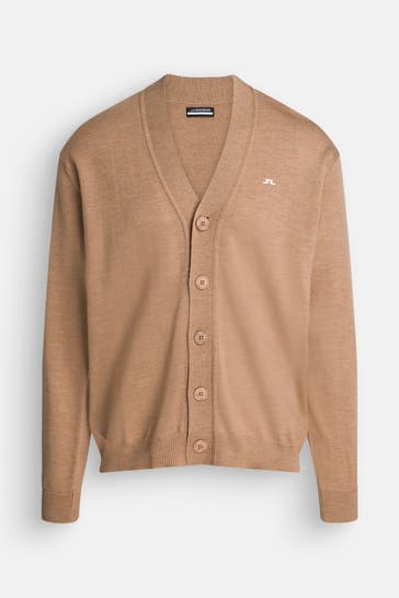 J.LINDEBERG SPORTSWEAR Strickjacke 'Lucas' camel