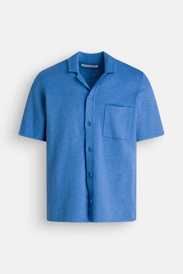 SAMSØE & SAMSØE Kurzarmhemd 'Salarry' azurblau