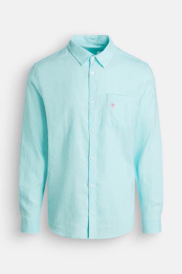 GUESS - Leinenmix-Hemd türkis