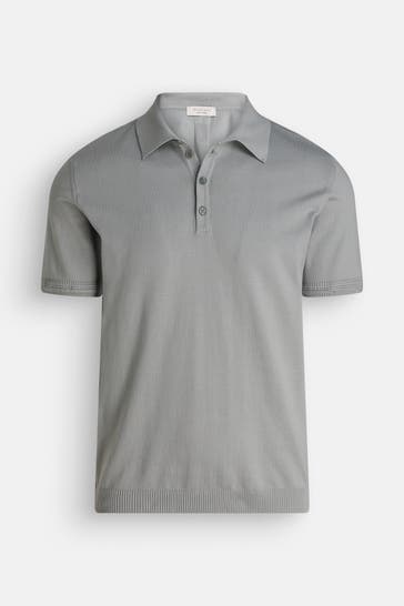 WOOL & CO Strick-Polo hellgrau