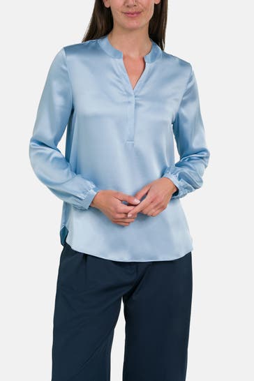 HERZENSANGELEGENHEIT Seidenmix-Bluse hellblau