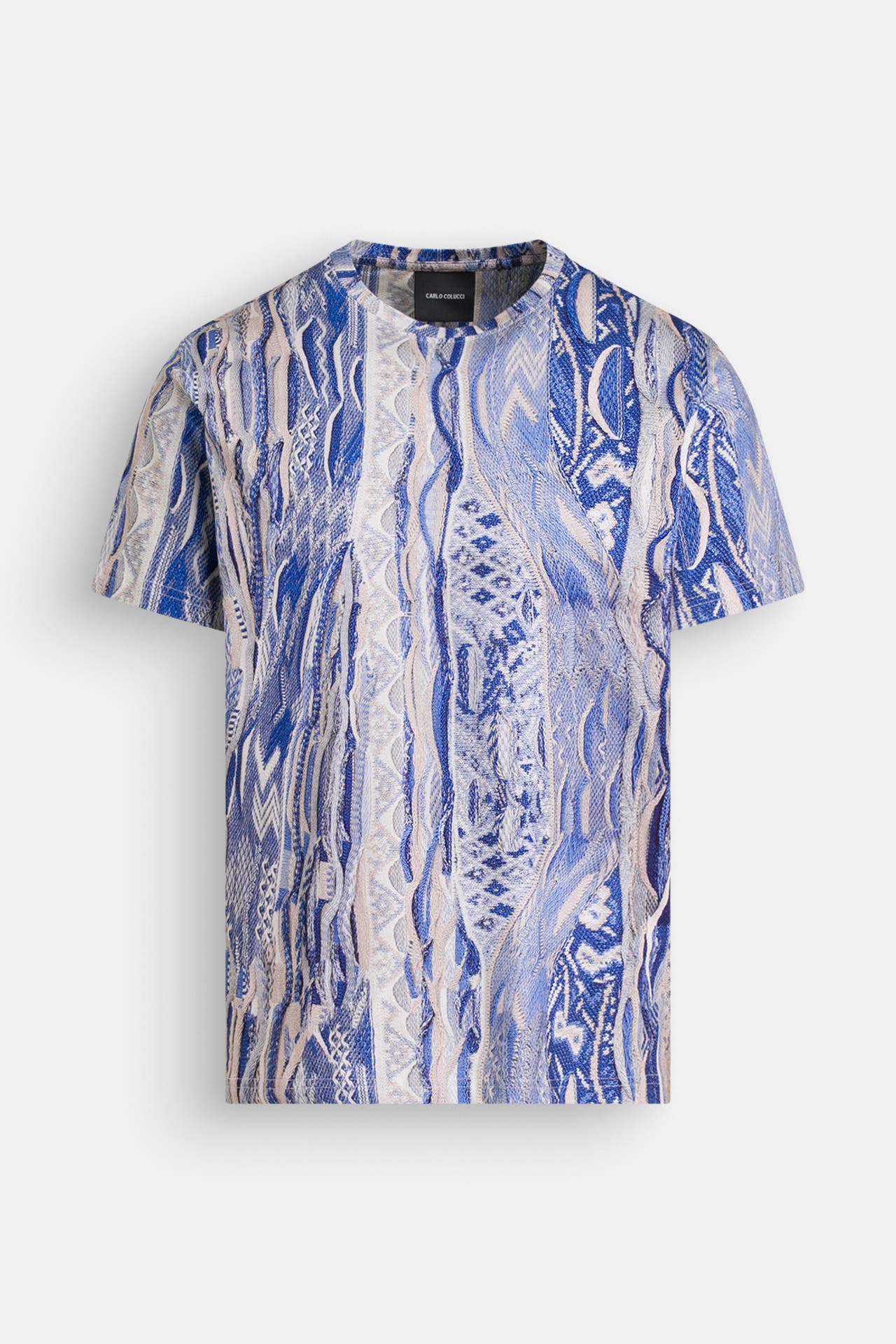 CARLO COLUCCI T-Shirt blau gemustert, Bild 1