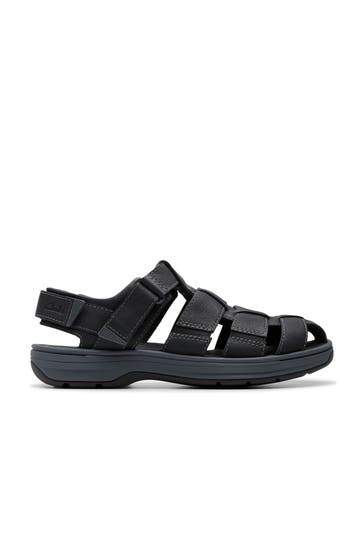 CLARKS Leder-Sandalen 'Saltway' schwarz