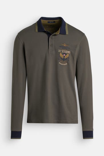 AERONAUTICA MILITARE Langarmpolo graugrün