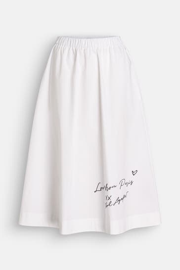 KARL LAGERFELD Midirock 'Love from Paris' weiß