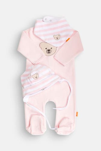 STEIFF Set: Strampler, Mütze & Lätzchen