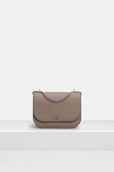 TORY BURCH - Schultertasche 'Emerson' steingrau