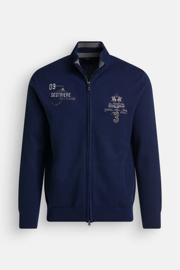 LA MARTINA Wollmix-Strickjacke nachtblau