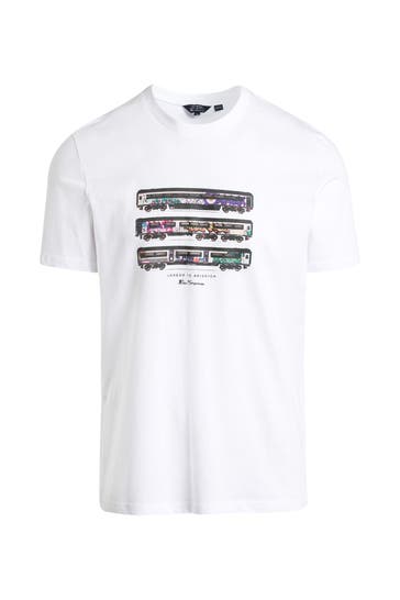 BEN SHERMAN T-Shirt 'Train Stack' weiß