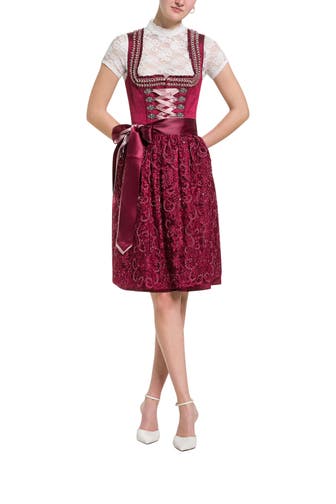 KRÜGER Dirndl 'Flamenda 60cm' dunkelrot