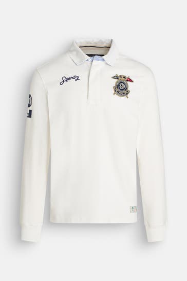 SUPERDRY Langarm-Polo ecru