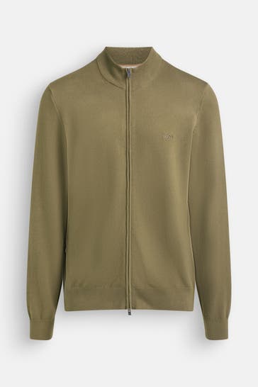 BOSS Strickjacke 'Palano' dunkelgrün