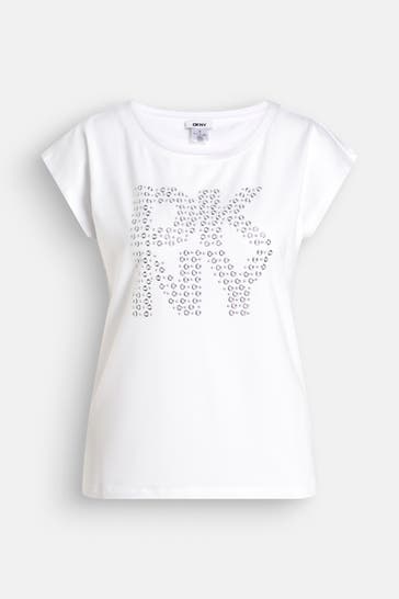 DKNY T-Shirt 'Grommet' weiß