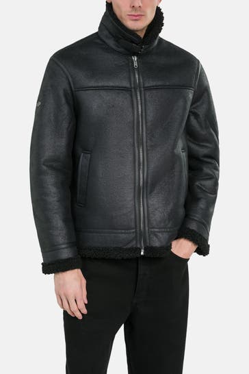 SUPERDRY Kunstlederjacke schwarz