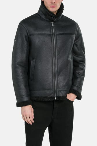 SUPERDRY Kunstlederjacke schwarz